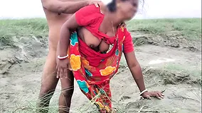 HouseWife In Red Saree Goes For Her Goat And Met A guy bangladeshi HouseWife
