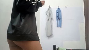 Hot Wife Masturbates and Fingers with Spread Legs