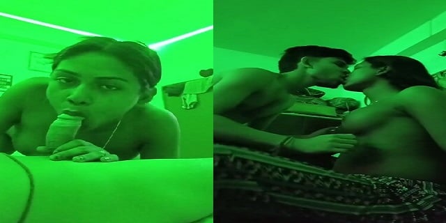 Indian girl topless blowjob and boob press romance