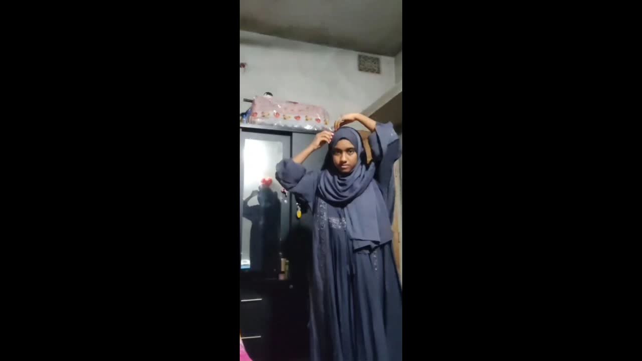 Cute Girl Striping Burka Showing Boobies