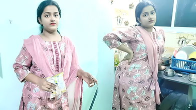 Maid aunty was sick so she sent her virgin step-daughter for work today