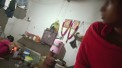 Stepsister did a handjob for the first time in front of stepmom, sucked cock, showed big tits in Hindi audio